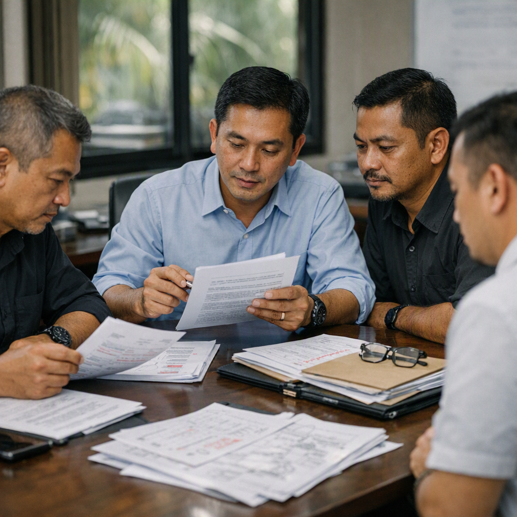 Professional team reviewing client claim documents and legal correspondence